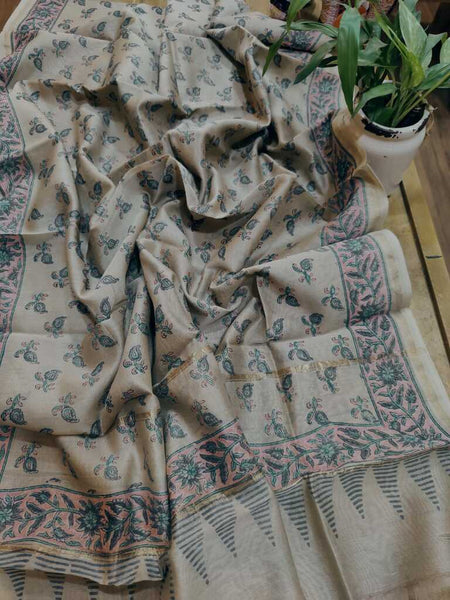Swarna Sanganeri Block Print Chanderi Silk Dupatta
