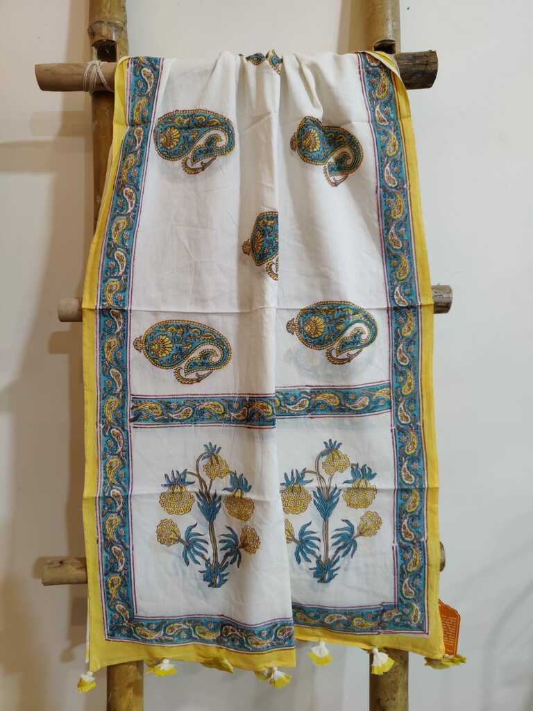 block print cotton stole - desi weaves