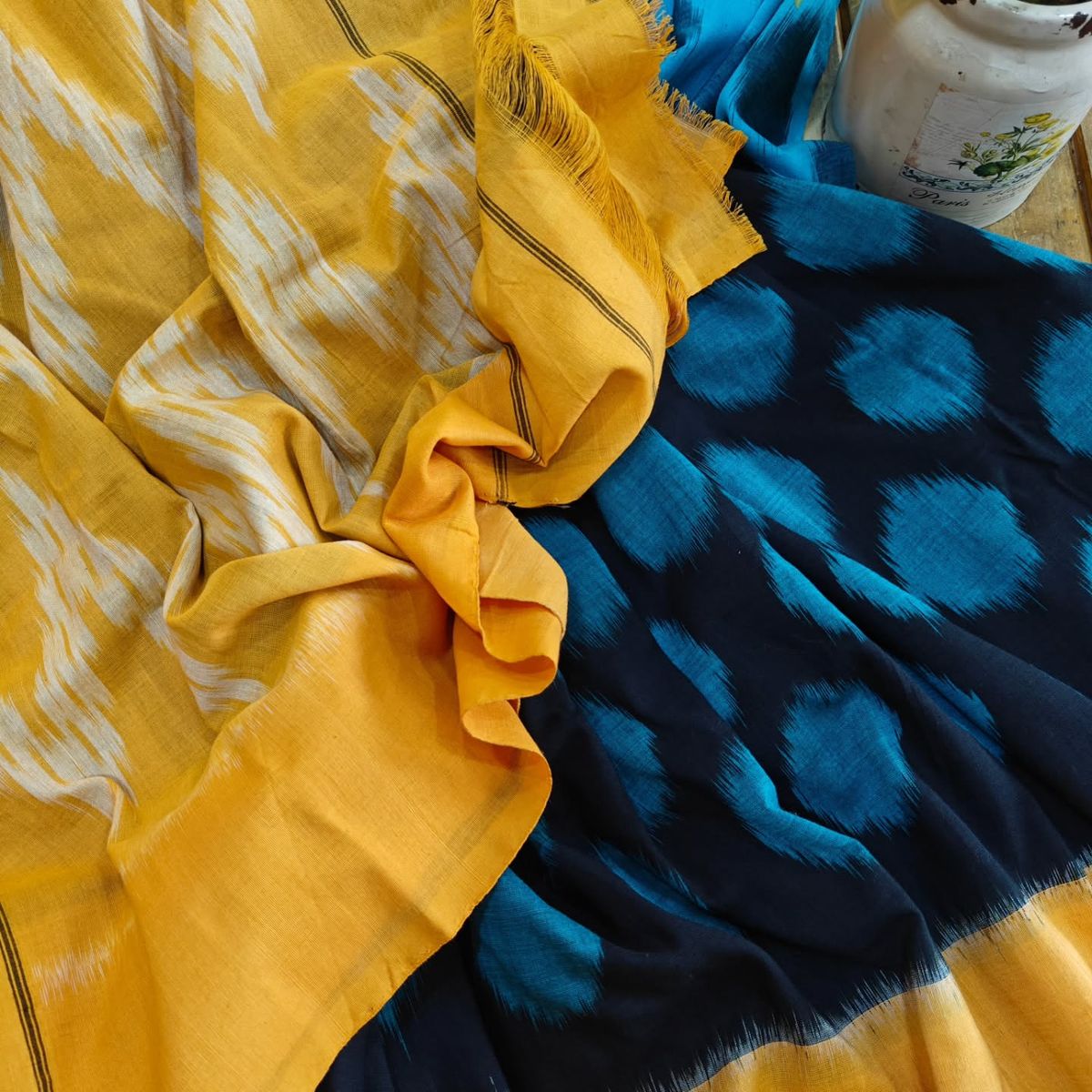 double Ikkat cotton saree - desi weaves