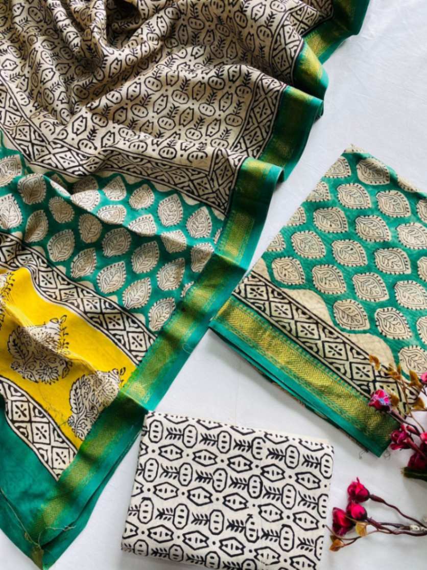 Maheshwari Silk Suit Dupatta Set - Desi Weaves