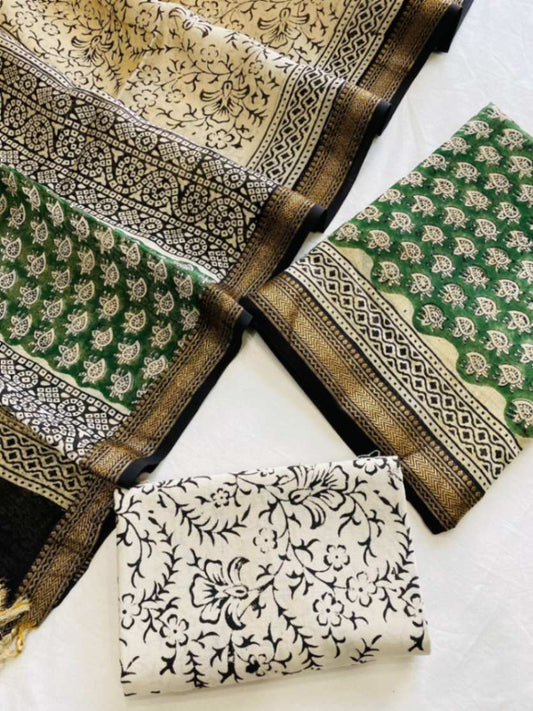 Maheshwari Silk Suit Dupatta Set - Desi Weaves