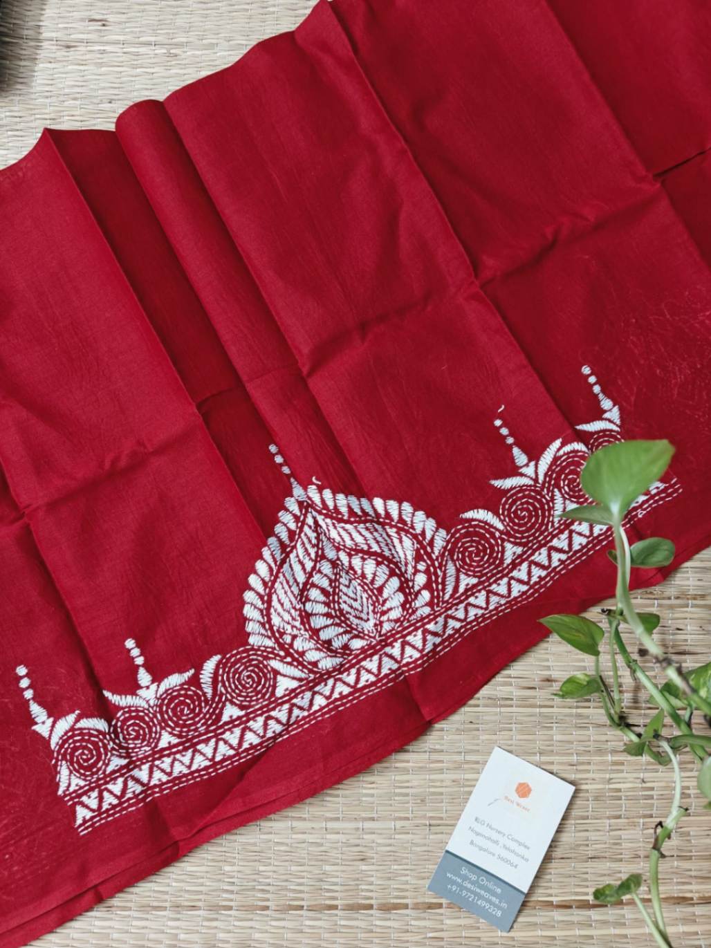 Hand Embroidered Kantha cotton blouse - Desi Weaves