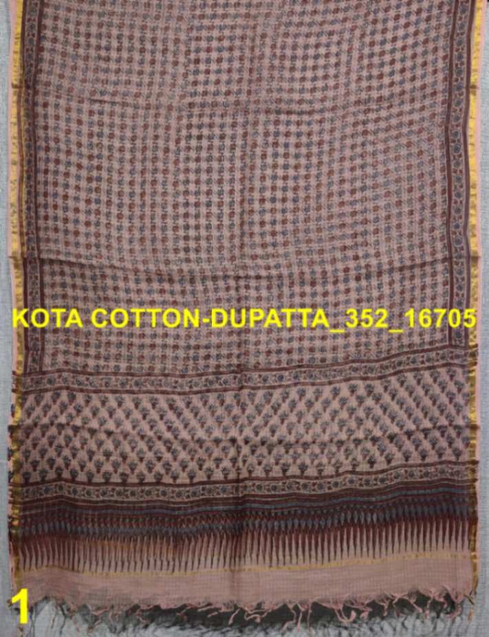 Ajrakh Handblock Printed Kota Doria Dupatta - desi weaves