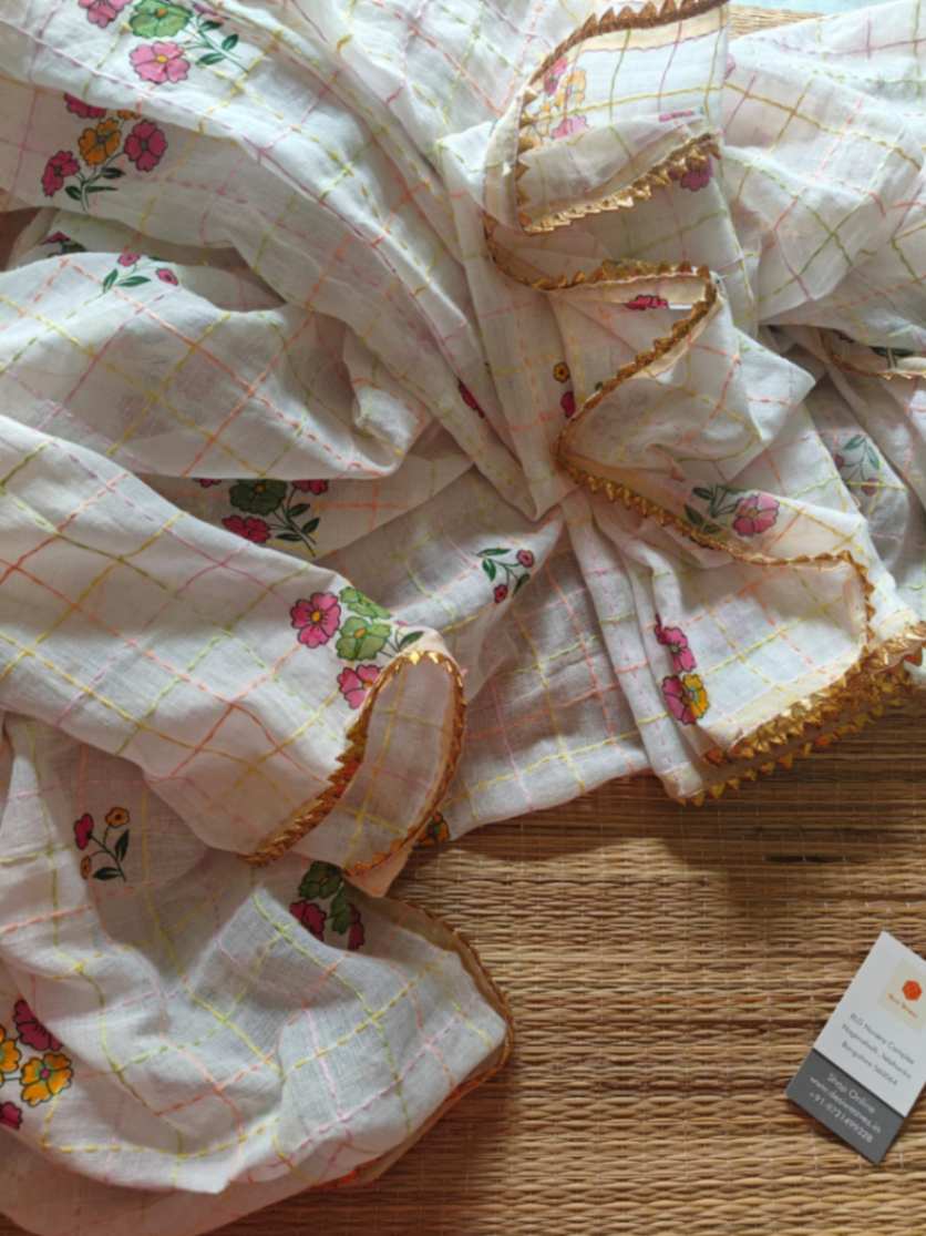 Mull Cotton Embroidered Saree Online