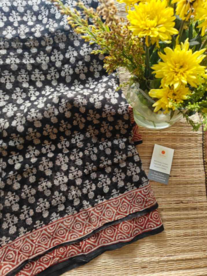 Block Print Mull Cotton dupatta - Desi Weaves