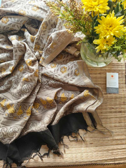 Block Print Mull Cotton dupatta - Desi Weaves