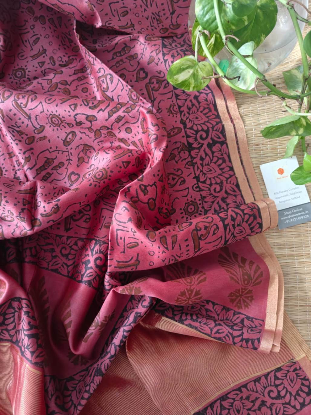 Pink Chanderi Silk Dupatta - Desi Weaves