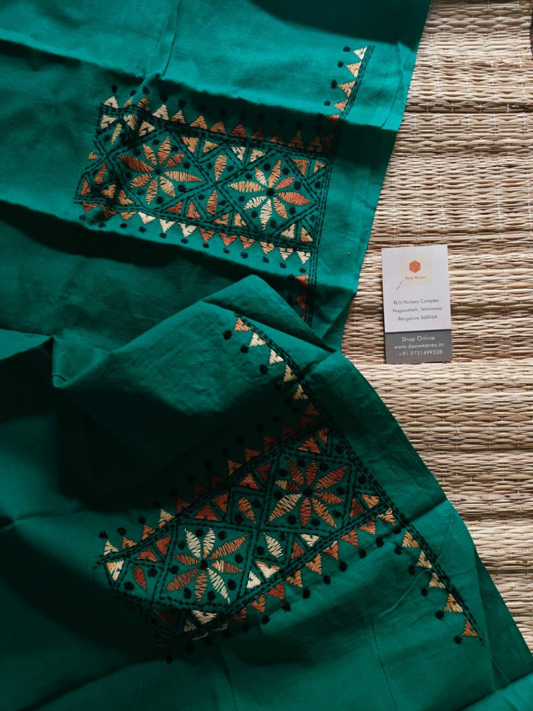 Hand Embroidered Kantha cotton blouse - Desi Weaves