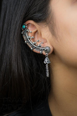 Bahaar handcrafted pure silver Bugadi earrings - Desi Weaves