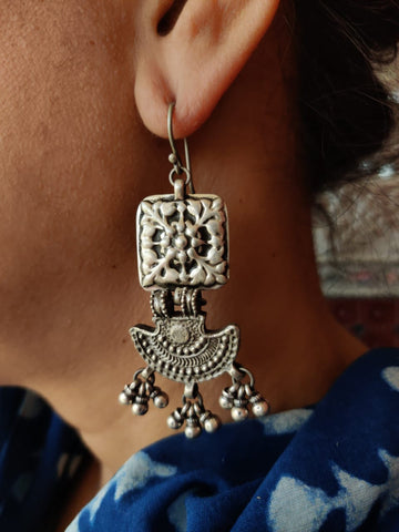 Ada handcrafted pure silver earrings - Desi Weaves