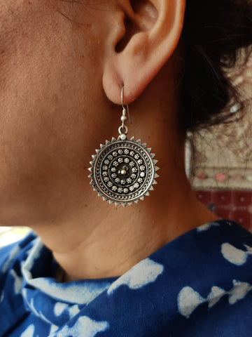 Chakara handcrafted pure silver earrings - Desi Weaves