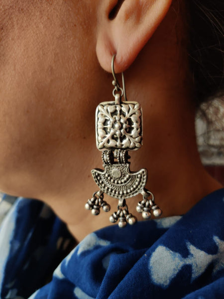 Ada handcrafted pure silver earrings - Desi Weaves