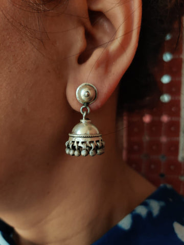 Sandhya handcrafted pure silver earrings - Desi Weaves