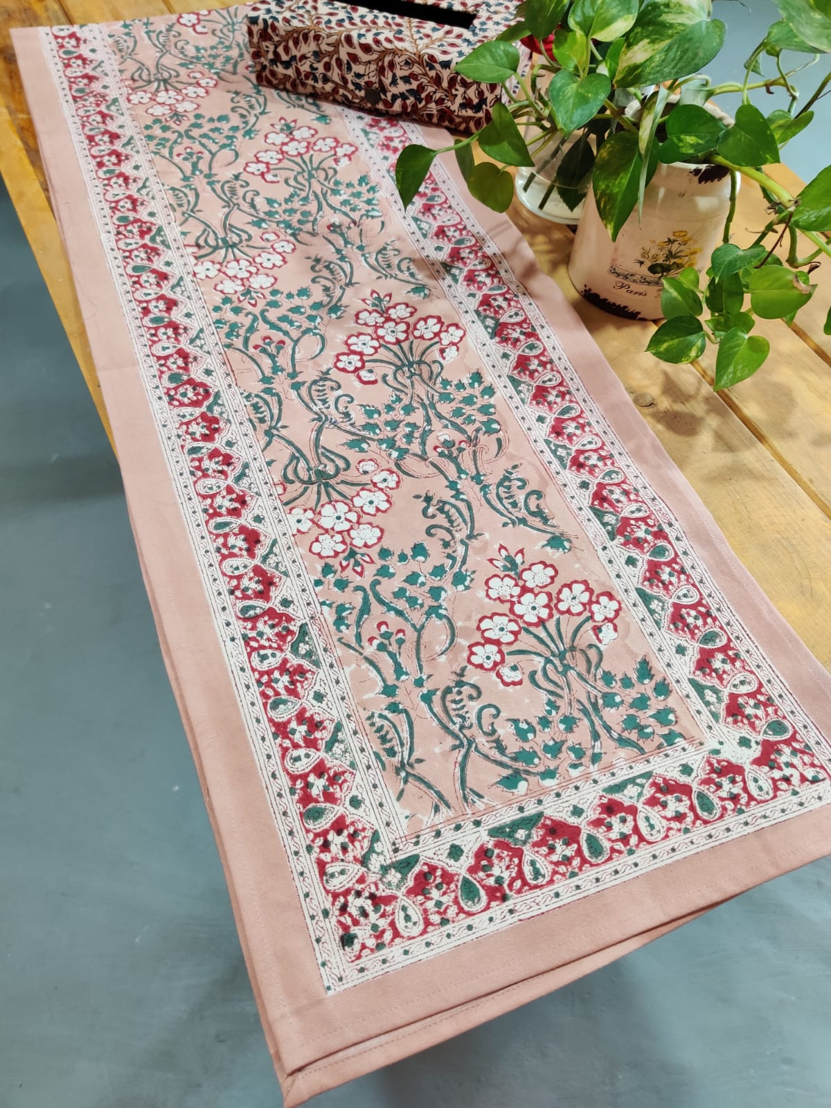 Handblock Printed Cotton Runner - Desi Weaves