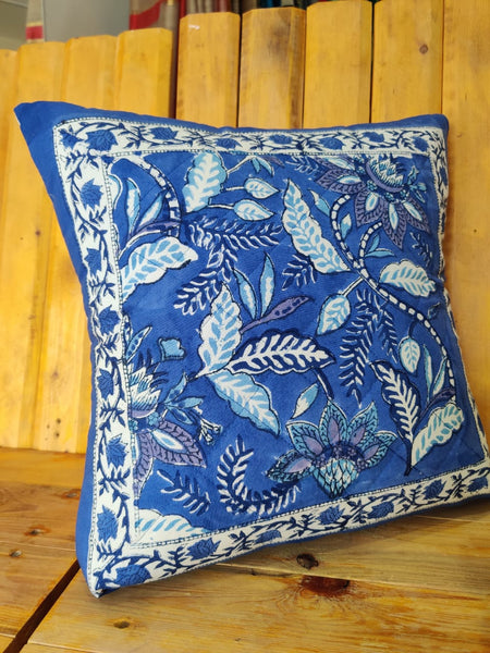 Shyamali Handblock Printed Cotton Quilted Cushion Cover 16 x 16
