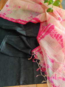 Handloom Tussar Silk Kurta & Tussar Silk Dupatta- 2 Piece Set - Desi Weave