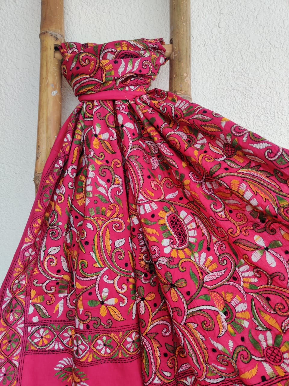 kantha stitch cotton dupatta - Desi Weaves