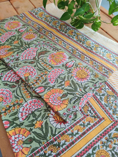 Block print cotton dinning table cover - Desi Weaves