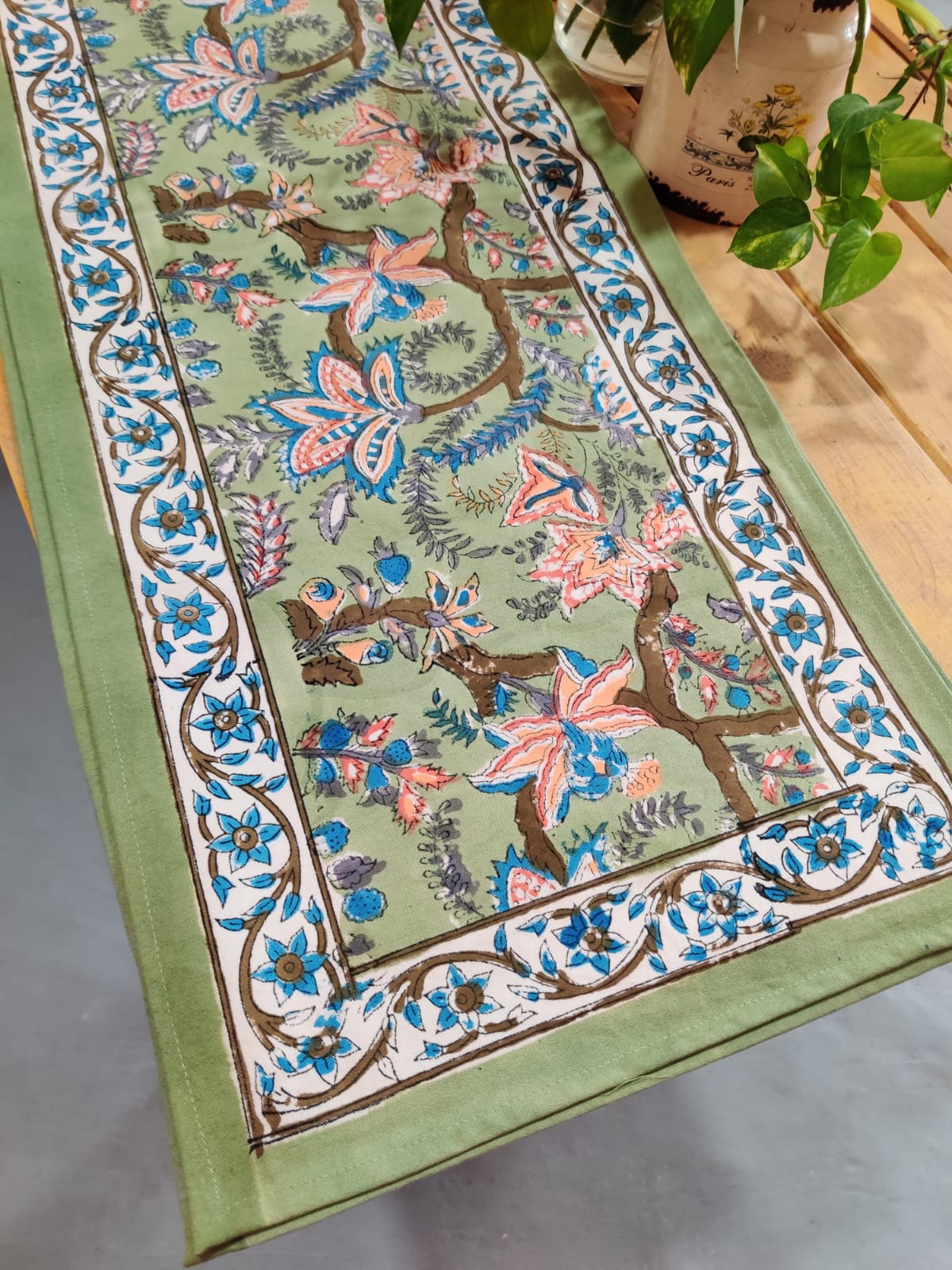 Handblock Printed Cotton Runner - Desi Weaves