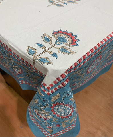 Block Printed Cotton Table Cover - Desi Weaves