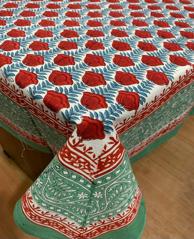 Block Printed Cotton Table Cover - Desi Weaves