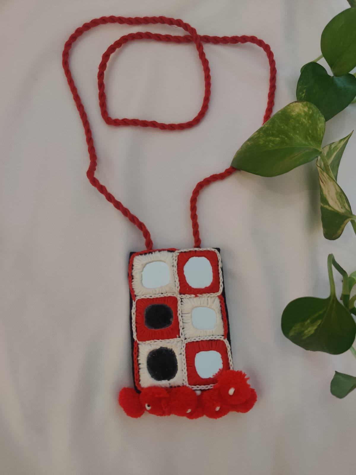Hand Embroidered Fabric Long Necklace