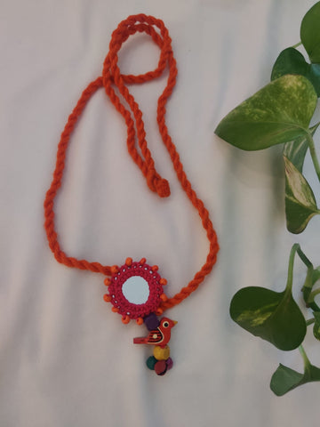 Hand Embroidered  Fabric Long Necklace