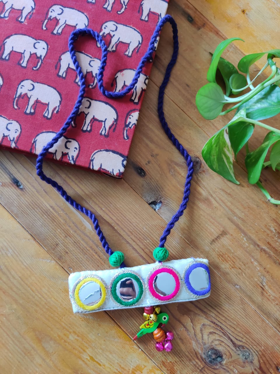 Hand Embroidered Fabric Long Necklace