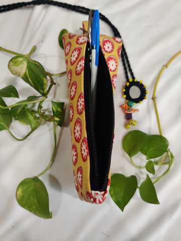 Swagat Hand Block Printed Cotton Pencil Pouch