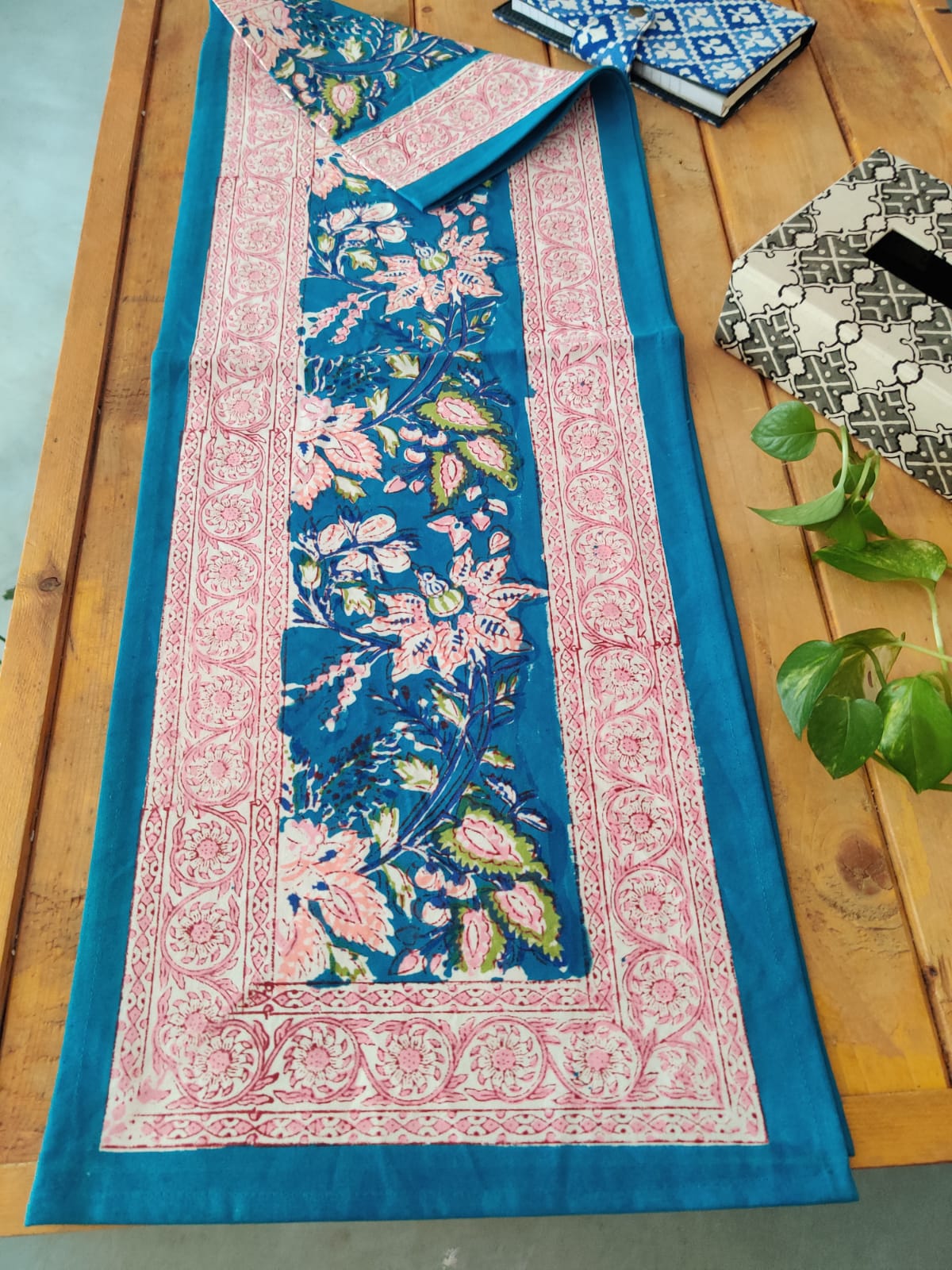 Block Print Cotton Table Runner Online - Desi Weaves
