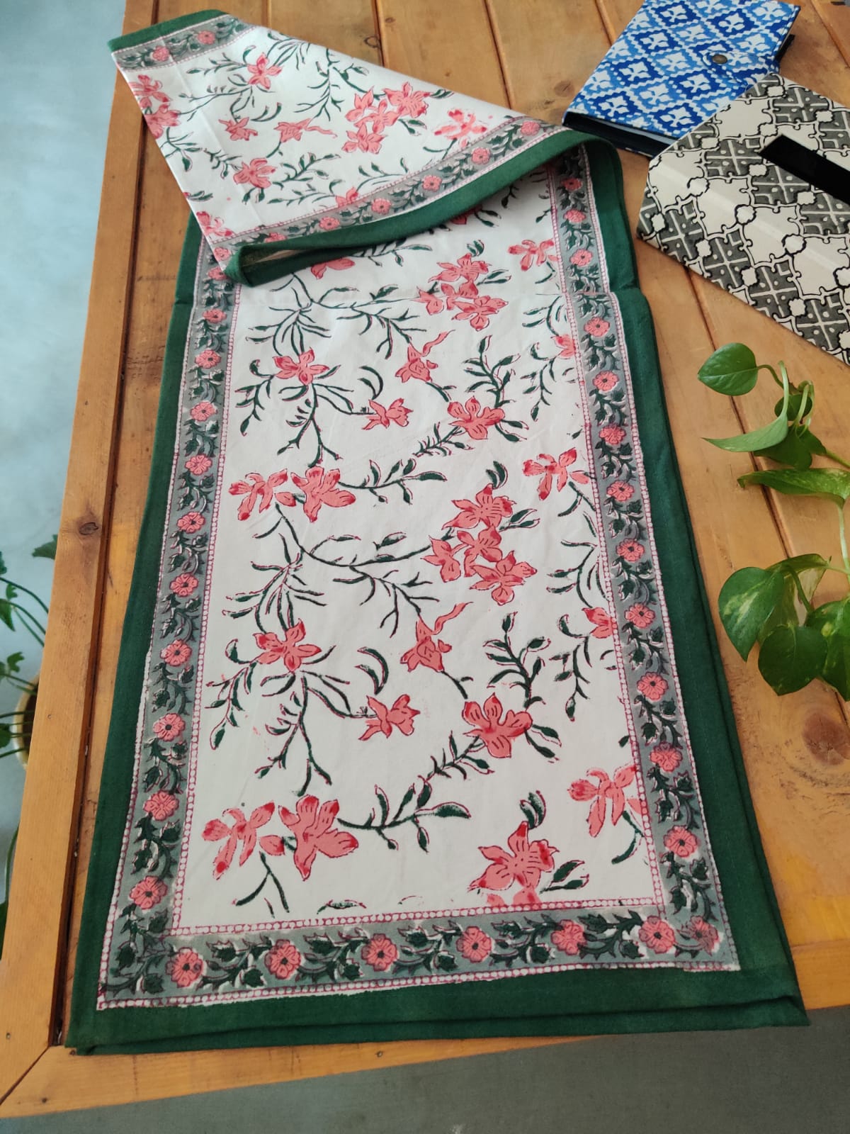 Block Print Cotton Table Runner Online - Desi Weaves