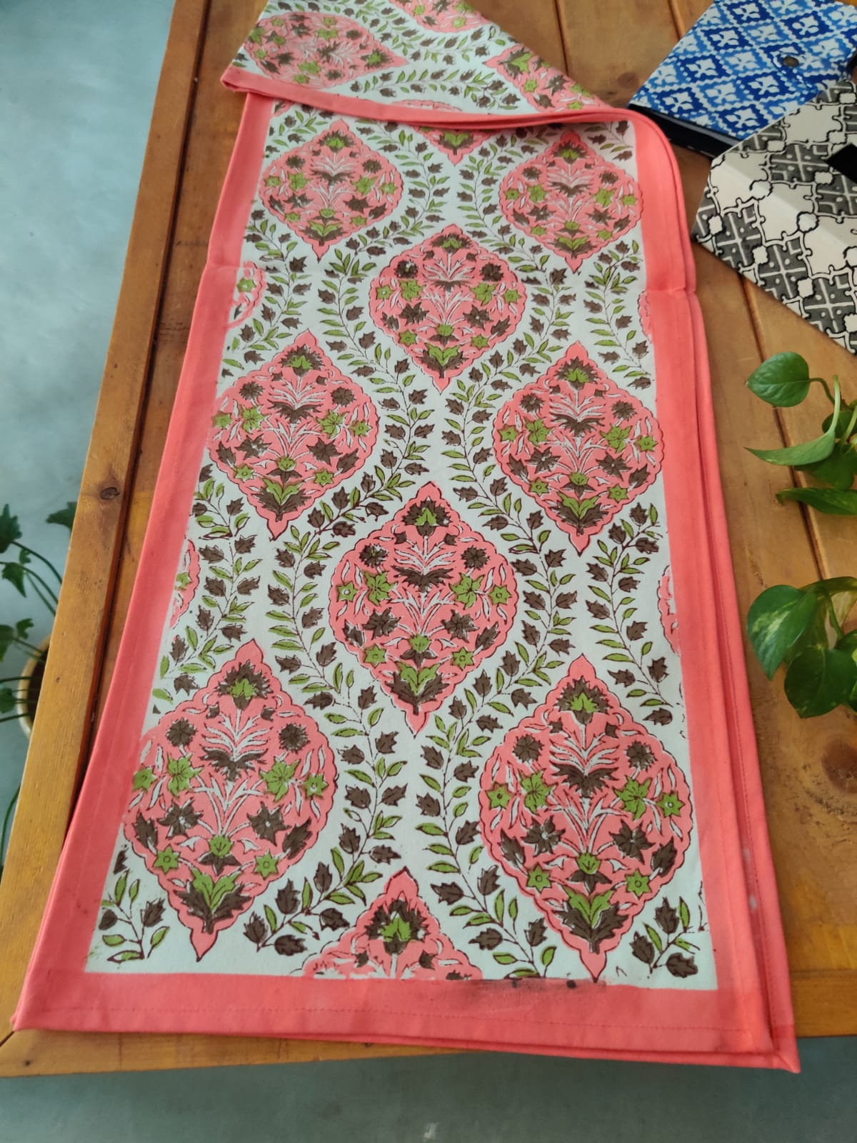Block Print Cotton Table Runner Online - Desi Weaves