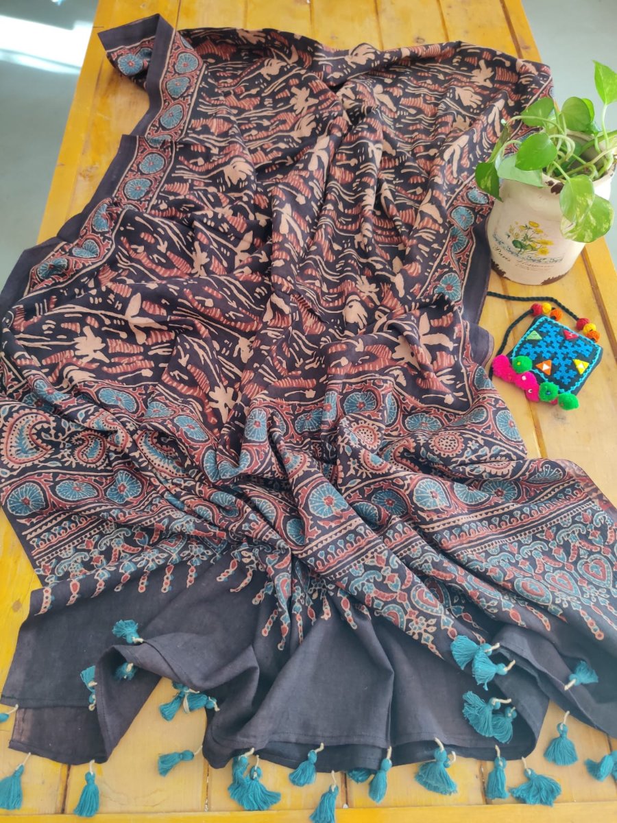 Ajrakh Cotton Dupatta Set - Desi Weaves
