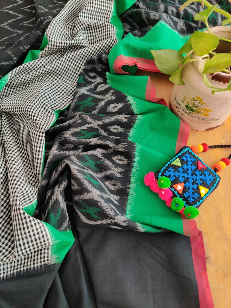 Ikkat cotton Dupatta Set - Desi Weaves