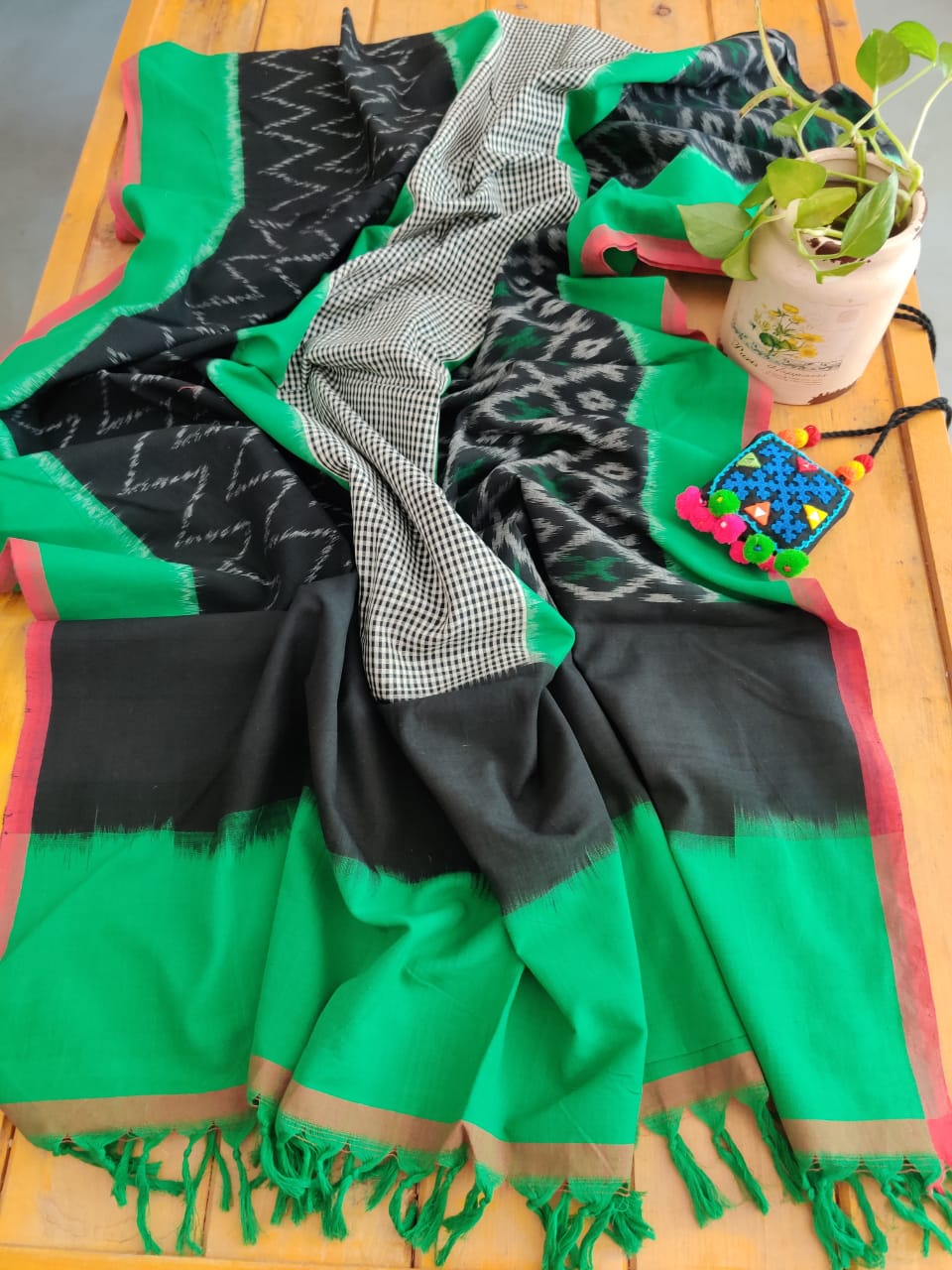 Ikkat cotton Dupatta Set - Desi Weaves