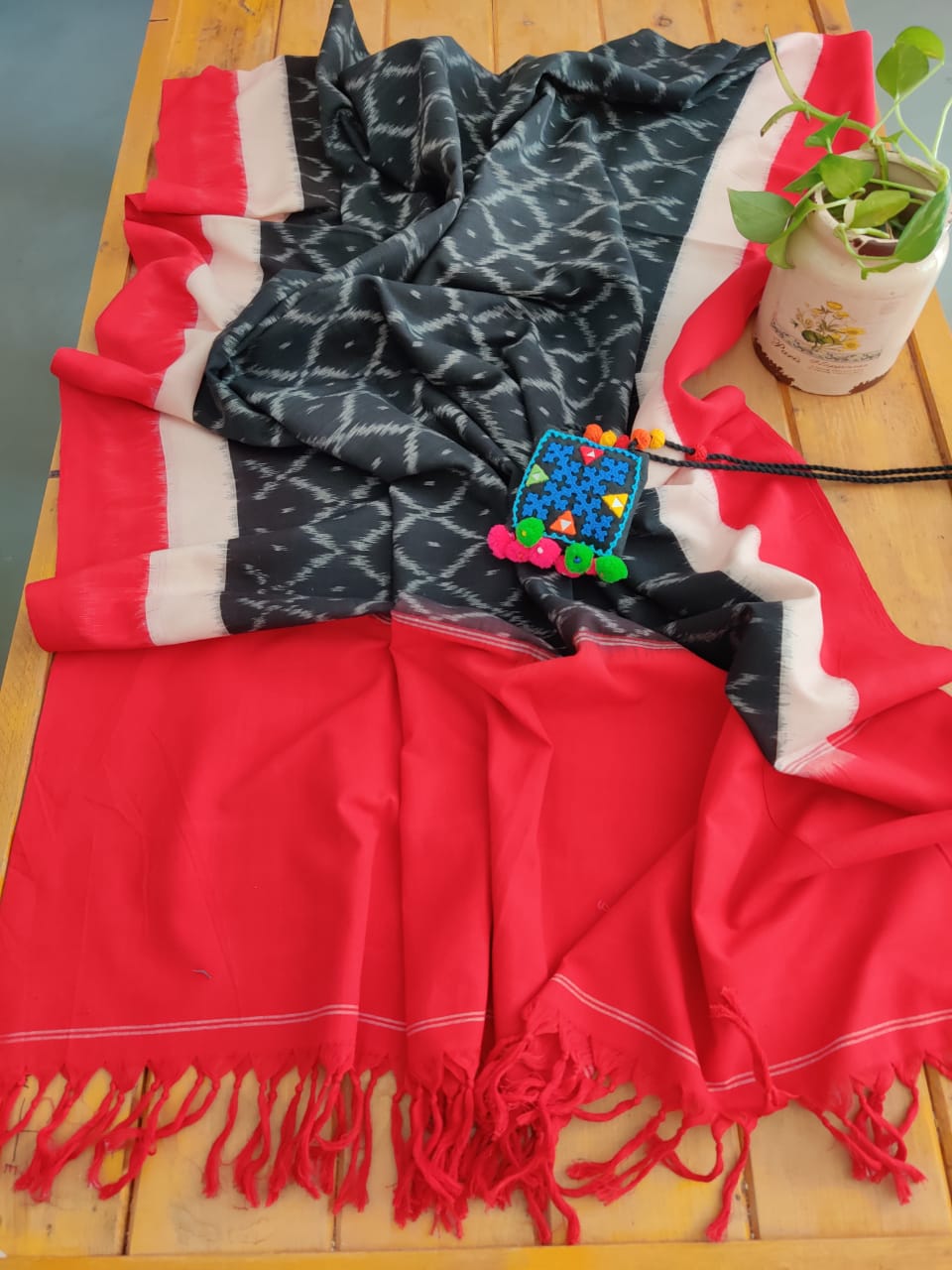 Ikkat cotton Dupatta Set - Desi Weaves