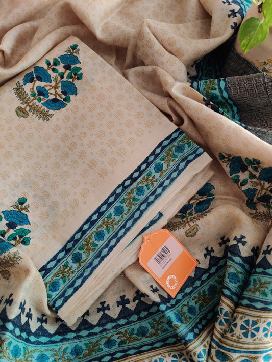 Handloom Tussar Silk Suit Dupatta Set - Desi Weaves