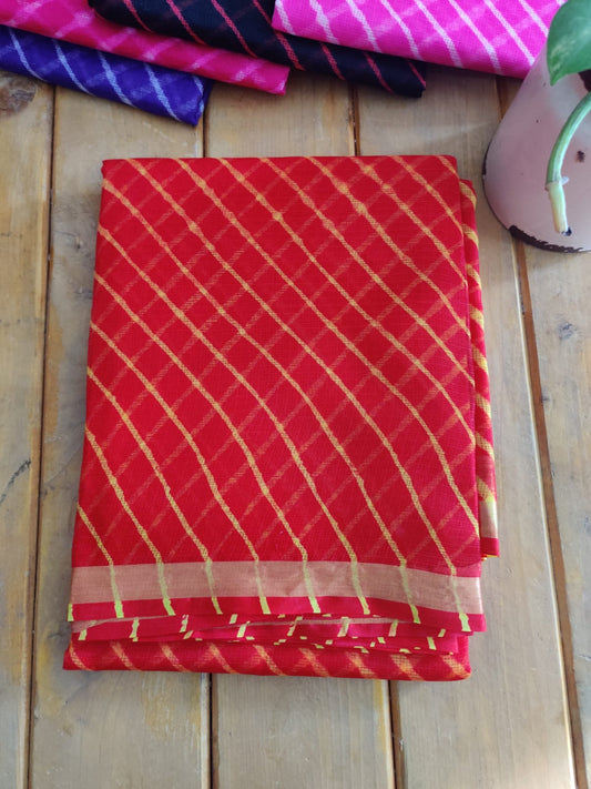 Red Kota Silk Saree Online - Desi Weave