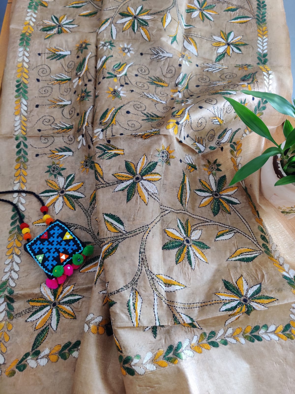 Tussar silk dupatta online - Desi Weaves