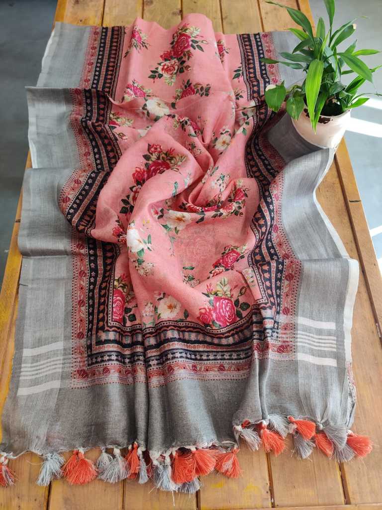Pure Linen Dupatta Online - Desi Weaves