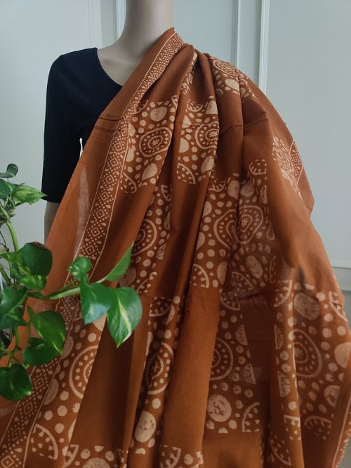 Cotton ajrakh dupatta online - Desi Weave