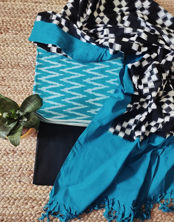 Ikkat Cotton Dress Material Online - Desi Weaves