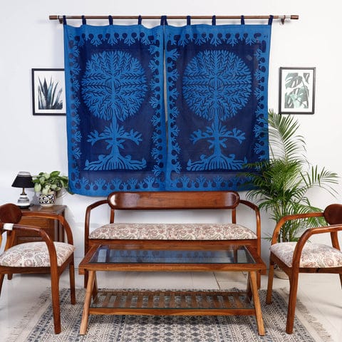 applique work curtain online - Desi weaves
