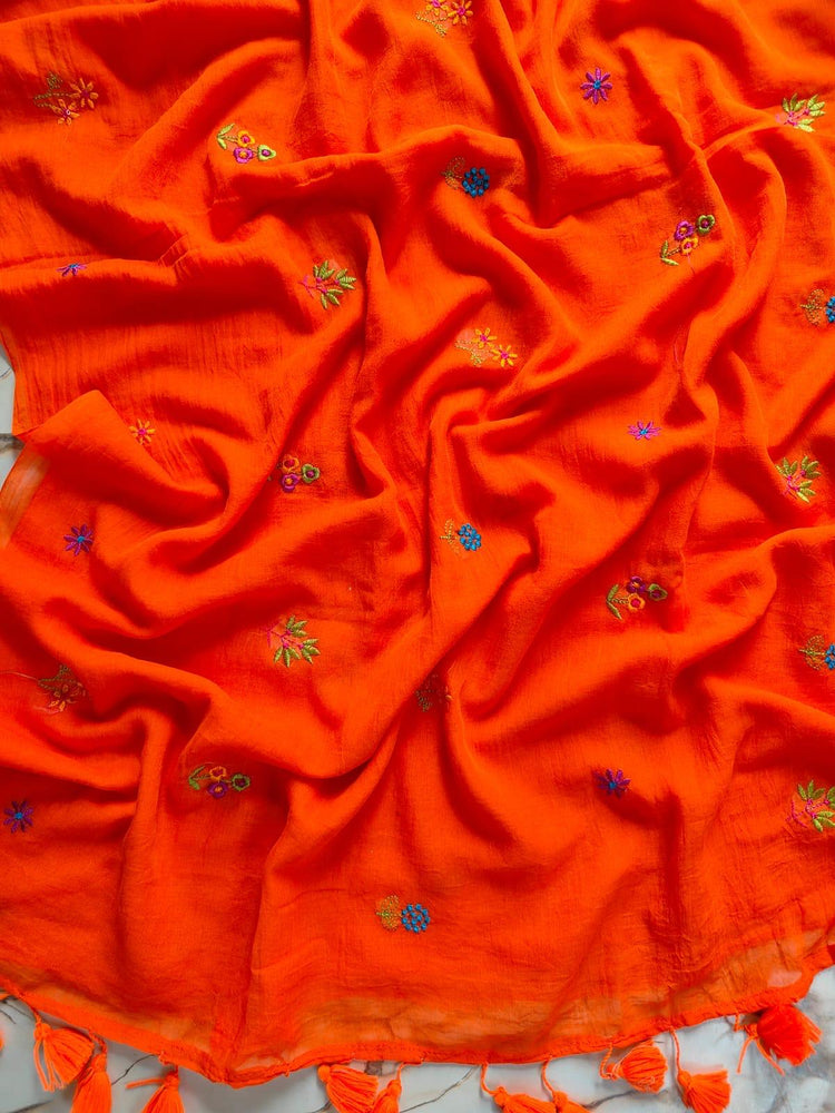 cotton embroidered saree - desi weaves