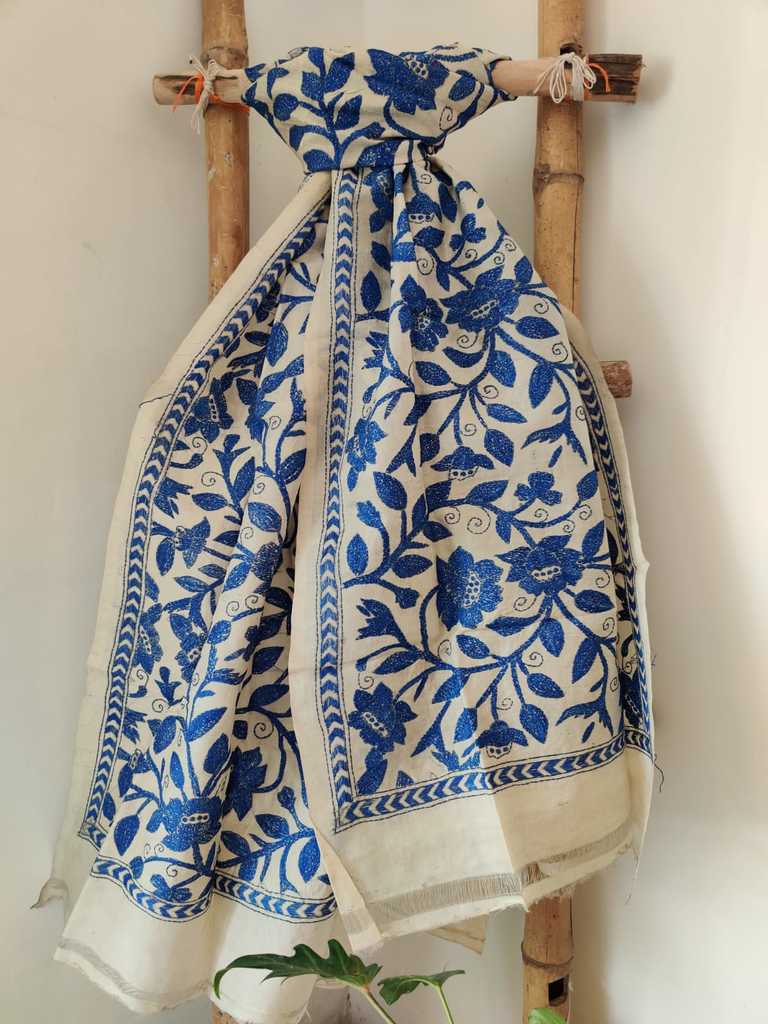 Pure kantha Silk Dupatta Online - Desi Weaves