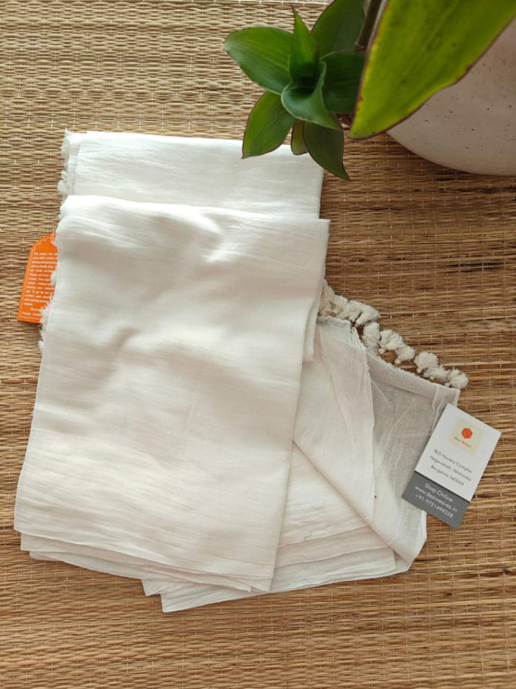 Plain mull cotton dupatta - Desi Weaves