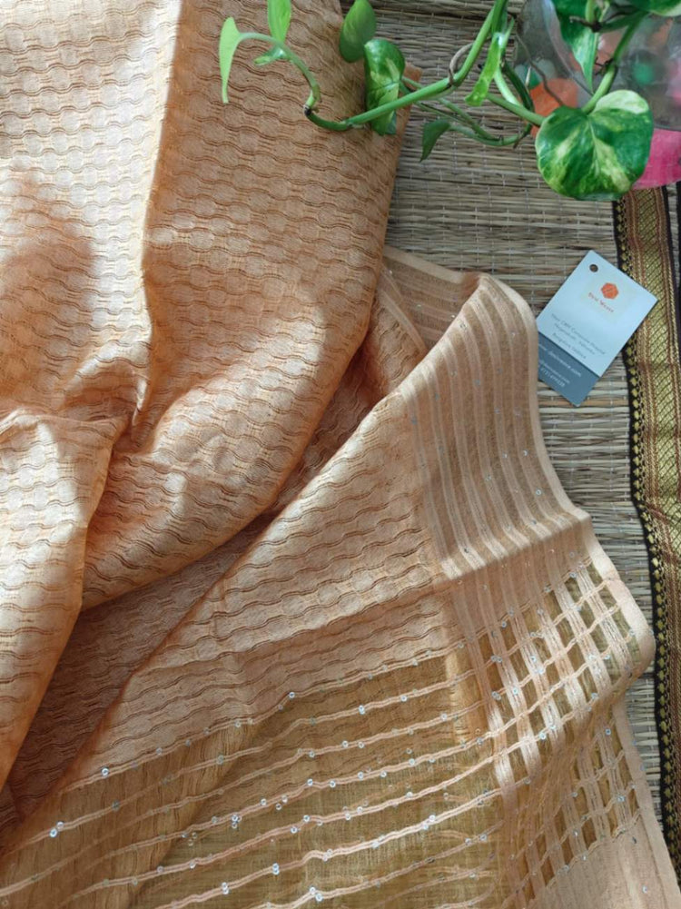 Tussar silk dupatta - Desi Weaves