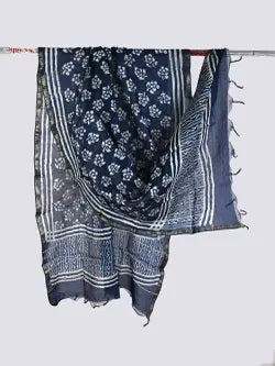 Raga Sanganeri Block Print Chanderi Silk Dupatta