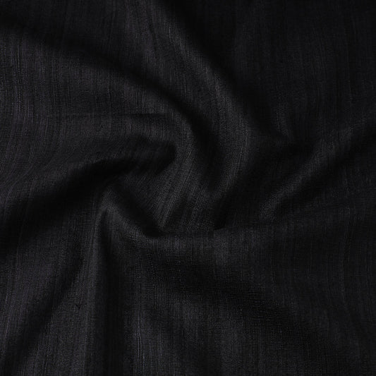 Black Handwoven Pure Desi Ghicha Tussar Silk Fabric