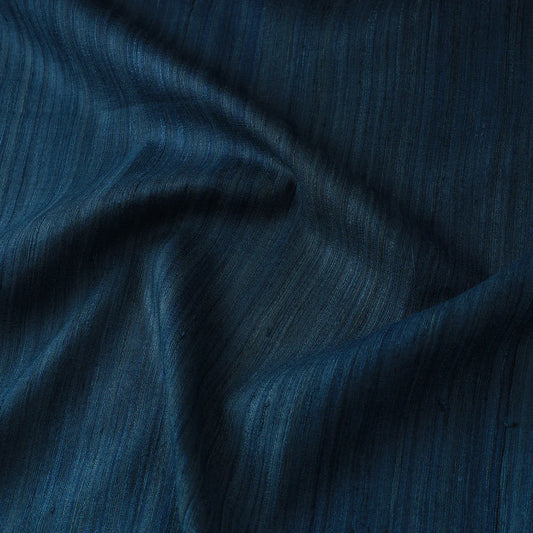 Navy Color Handwoven Pure Desi Ghicha Tussar Silk Fabric